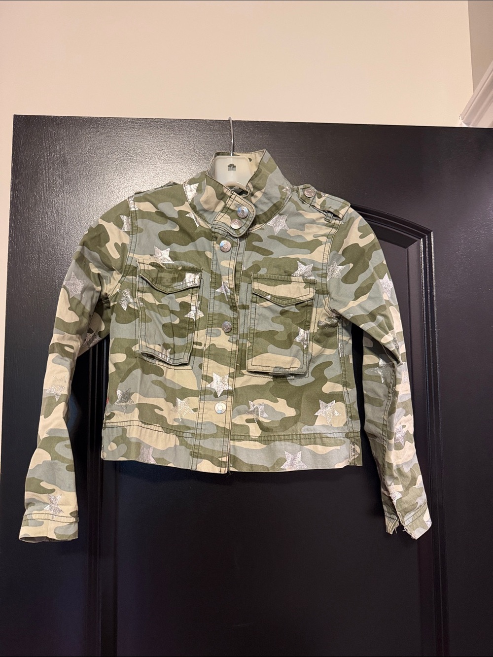 GAP Girls Olive Camo Jean Jacket with White Star Accents